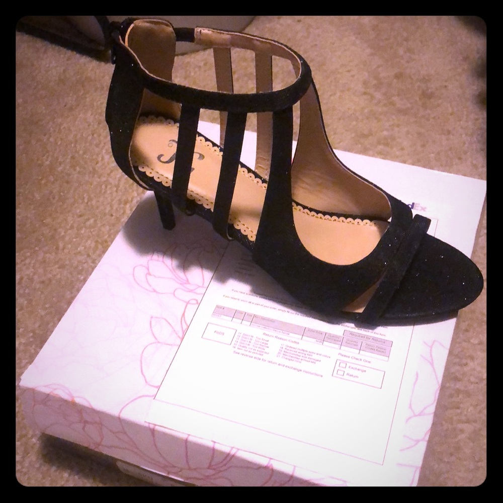 Black sequin heels